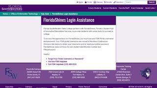 
                            8. FloridaShines Login Assistance | Florida SouthWestern State ...