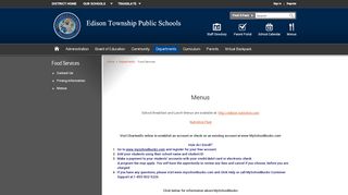 
                            6. Food Services / Menus - Edison Township Public Schools