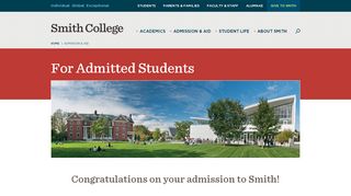 
                            7. For Admitted Students | Smith College