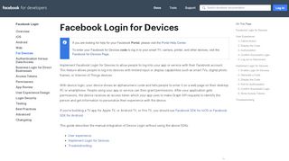 
                            2. For Devices - Facebook Login - Facebook for Developers