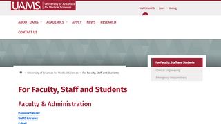 
                            2. For Faculty, Staff and Students | University of Arkansas for ... - UAMS.edu