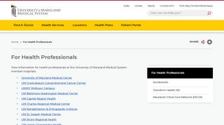 
                            3. For Health Professionals | University of Maryland Medical System