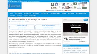 
                            5. For IBPS Candidate How to Recover Login ID & Password