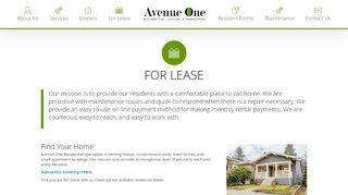 
                            2. For Lease - Avenue One Residential