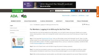 
                            4. For Members: Logging In to ADA.org for the First Time