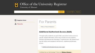 
                            2. For Parents // Office of the Registrar // University of Missouri