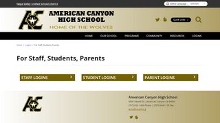 
                            8. For Staff, Students, Parents - American Canyon High School