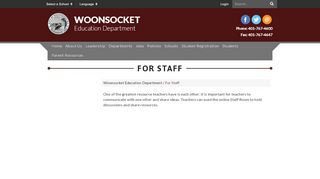 
                            3. For Staff - Woonsocket Education Department