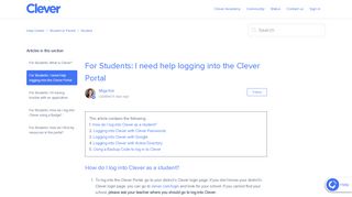 
                            2. For Students: I need help logging into the Clever Portal – Help Center