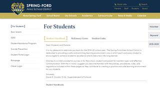 
                            2. For Students - Spring-Ford Area School District