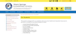 
                            9. For Students - Warm Springs Elementary School