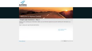 
                            4. Forgot Login - Step 2 - Alphera Central