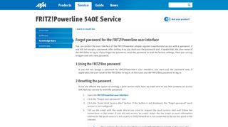 
                            2. Forgot password for the FRITZ!Powerline user interface ... - AVM