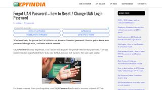 
                            6. Forgot UAN Password – how to Reset / Change UAN Login Password