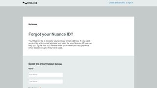 
                            6. Forgot your Nuance ID? - Product registration