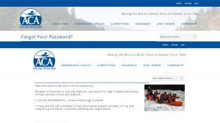 
                            6. Forgot your password? - American Canoe Association