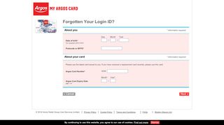 
                            3. Forgotten Login ID? - Log in to My Argos Card