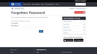 
                            3. Forgotten password - Santander Cycles - Transport for London