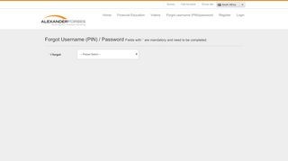 
                            2. Forgotten Username (PIN) or password - Alexander Forbes