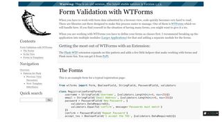 
                            9. Form Validation with WTForms — Flask 1.0.2 documentation