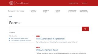 
                            8. Forms | Cornell Research Services