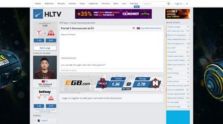 
                            1. Forum thread: Portal 3 Announced at E3 | HLTV.org