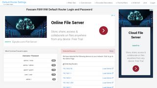 
                            7. Foscam FI8919W Default Router Login and Password