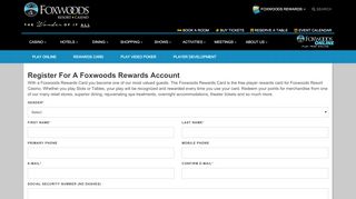 
                            4. Foxwoods Rewards - Account Sign Up | Foxwoods