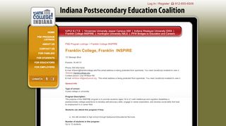 
                            9. Franklin College INSPIRE - Indiana Postsecondary Education Coalition