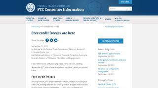 
                            5. Free credit freezes are here | Consumer Information