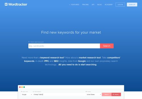 
                            8. Free Keyword Research Tool from Wordtracker