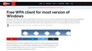 
                            8. Free WPA client for most version of Windows | ZDNet