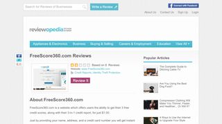 
                            9. FreeScore360.com Reviews - Legit or Scam?