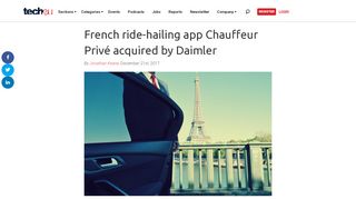 
                            7. French ride-hailing app Chauffeur Privé acquired by Daimler