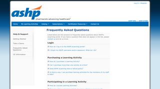 
                            9. Frequently Asked Questions - ASHP eLearning