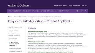 
                            4. Frequently Asked Questions - Current Applicants - Amherst College