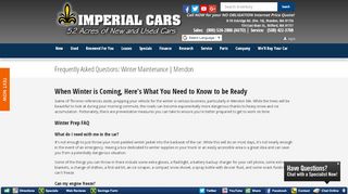 
                            9. Frequently Asked Questions: Winter Maintenance ... - Imperial Cars