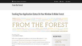 
                            6. From the Forest | Tracking Your Application Status On ... - Wake Forest