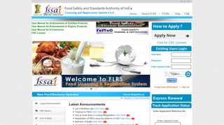 
                            10. FSSAI - Welcome to Food Licensing & Registration System