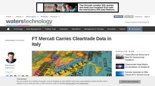 
                            4. FT Mercati Carries Cleartrade Data in Italy - WatersTechnology.com