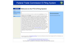 
                            7. FTC E-Filing - Home Page