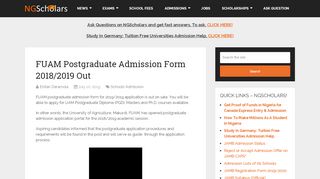 
                            4. FUAM Postgraduate Admission Form 2018/2019 Out ⋆ NGScholars