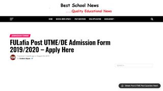 
                            7. FULafia Post UTME/DE Admission Form …