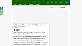 
                            5. FULOKOJA post UTME screening form 2019/2020 |Federal University ...