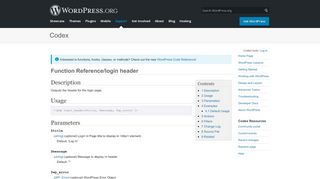 
                            2. Function Reference/login header « WordPress Codex