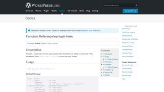 
                            7. Function Reference/wp login form « WordPress Codex