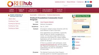 
                            5. Funding Details: Walmart Foundation Community Grant ...
