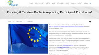 
                            3. Funding & Tenders Portal is replacing Participant Portal now! | Ideal-ist