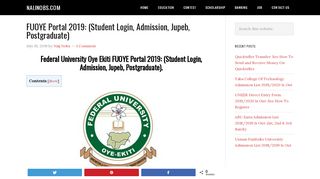 
                            5. FUOYE Portal 2019: (Student Login, Admission, …