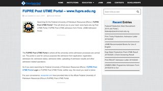 
                            8. FUPRE Post UTME Portal - www.fupre.edu.ng - Seviportal